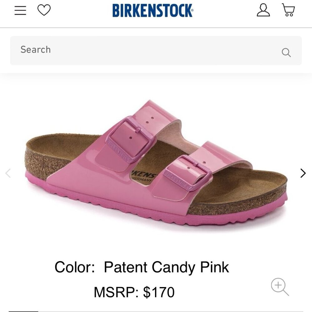 Patent Candy Pink Birkenstock Arizona Sandals ~ EU 37 ~ EUC